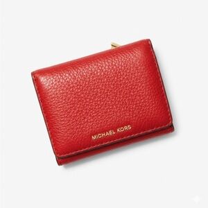 NEW Michael Kors Liane small billfold leather wallet in the color Coral Reef